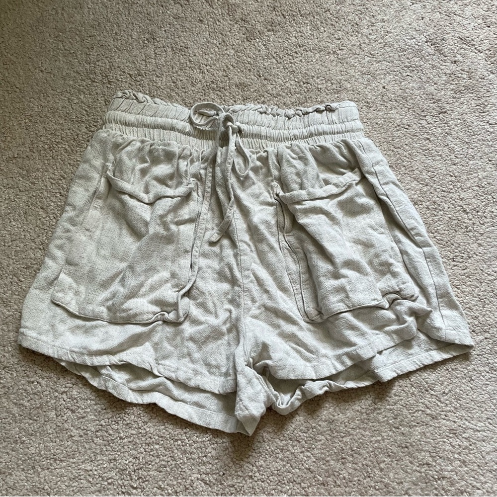 Princess Polly Cream Drawstring Pocket Shorts